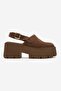 Caldris Tan Suede Genuine Leather Closed-Front Thick-Soled Women's Sandals - 4