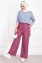 Elastic Waist Linen Trousers Pink - 3