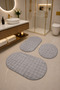Bubble Embossed Bath Rug Washable Color Gray Set of 3 Non-Slip Base Without Fringe 60X60(Round) 50X80(Oval) 60X100(Oval)