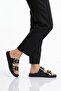 Black Double-Strapped Lightweight Women's Flat Slippers