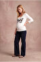 Maternity White Cotton Wide Crew Neck 3/4 Sleeve Printed T-Shirt Callie - 3