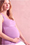 Maternity Lilac Cotton Crew Neck Sleeveless Lace Detailed Long Undershirt Millie - 5