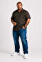 Men's Large Size Short Sleeve Pocketless Linen Shirt 11310 Brown - 2