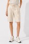 High Waist Pleated Soft Textured Bermuda Shorts-Beige - 6