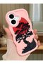 iPhone 16 Compatible Case with Camera Protector Pink Silicone Couple Phone Case Tree Pattern