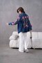 Women's Tulle Floral Embroidered Denim Kimono Jacket - 8