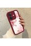 Oppo A3X 5g Compatible Case Camera Protector Burgundy Silicone Couple Phone Case Floral Pattern - 3