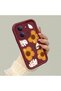 Redmi 15C 5g Compatible Case Camera Protector Burgundy Silicone Couple Phone Case Floral Pattern - 3