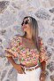 Pink Floral Balloon Sleeve Blouse