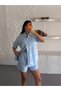 Women's Embroidered Striped Shirt and Shorts Set - 5