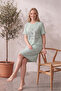 Cotton Patterned Striped Interlock Knitted Short Sleeve Nightgown Dress 95cm - 3