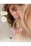 Hanging Steel Women's Earrings Colorful Acrylic Sequin Chandelier Model Pink