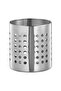 Stainless Steel Cutlery Holder, Perforated Cylinder Utensil Caddy, Silver, Kitchen Countertop Organiser
