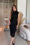 Elegant Padded Midi Black Lace Dress - 6