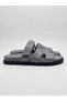 Women's Fx2010-Clt Genuine Leather Gray Velcro Adjustable Orthopedic Slippers - 2