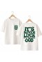 It S Never Back and Front Chest Printed 100% Cotton Oversize Loose Regular Fit Crew Neck T-Shirt