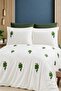 Green Clover Punch Embroidered 6 Piece 100% Cotton Double Duvet Cover Set