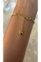 Women's Gold Color Stone Charm Dangle Bracelet - 3