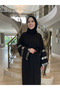 Flared Sleeves, Three-Stripe Accessory Detail, Loose Fit, Dress That Can Be Worn on Casual and Special Occasions. - 6