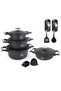 Life Smile 12-Piece Granite Cookware Set with Lids, Kitchen Tools & Silicone Gloves | Induction Compatible | 20cm (2.6L), 24cm (4.4L), 28cm (7.1L) Soup Pots & 26cm (3.6L) Shallow Pot