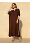 V NECK TEXTURED SATIN PLEATED KAFTAN