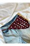 Burgundy Daisy Patterned Summer Bandana, Knitted Patterned Bohemian Bandana & Waist Scarf - 3