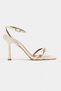 Ava Beige Satin Cross Detail Ankle Strap Women's Heeled Shoes - 5