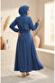 Button Detailed Elastic Sleeve Hijab Double Set 2288-03 Indigo - 5