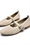 Stone Buckle Detailed Comfortable Daily Ballerinas Beige Cream - 4