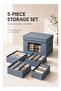 SOTEN 5 Pcs Foldable Storage Boxes, Drawer & Closet Organizer with Grids & Dividers for Underwear, Socks, Bras, and Multi-Functional Space Saving Storage