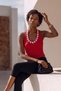 Women's Metallic Detailed Halter Neck Blouse - Red - 2