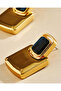 Women Gold And Black Earrings - 3