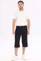 Men's Cotton Striped Detailed Long Capri Black 0090 - 4