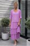 Italian Lilac Pool Collar Short Sleeve Lined Layered Silk Woven Dress 130 60 - 5