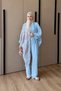 Women's Tulle Floral Embroidered Linen Bat Sleeve Suit