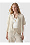 Beige Oversize Linen Blend Women's Shirt - 6