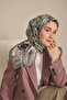Twill Silk Scarf Large Floral Blue Gray 90X90