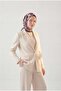 Shiny Textured Scarf Brown Dusty Rose Tone Geometric Patterned Water-Repellent Shiny 90X90 - 2