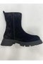 Genuine Leather Suede Fur Inside Zippered Boots Women's Shoes - 2