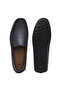 Men's Thin Embossed Logo Genuine Leather Navy Blue Loafer Shoes - 4