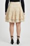 Women Textured Mini Skirt, Beige - 4
