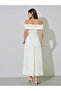 Cream Lace Off Shoulder A-Line Maxi Dress - 5