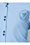 Blue Striped Long Sleeves Double Button Shirt - 3