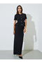Black Textured Fitted Peplum Top - 2