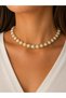 Women's Pearl Detailed Gold Color Choker Necklace - 2