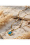 Gold Color Large Blue Stone Tarnish Resistant Steel Necklace