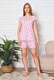 Women's Shorts Set - Striped Cherry Ruffle Sleeve Lycra Viscose 2907St - 2