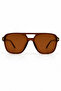 Men's Square Pilot Design Sunglasses Brown Frame Brown Glass - 2