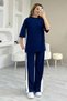 Soft Touch Modal Fabric Striped Detailed Slit Suit - 4