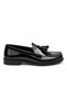Men's Black Patent Leather Tasseled Classic Loafer Shoes - 2